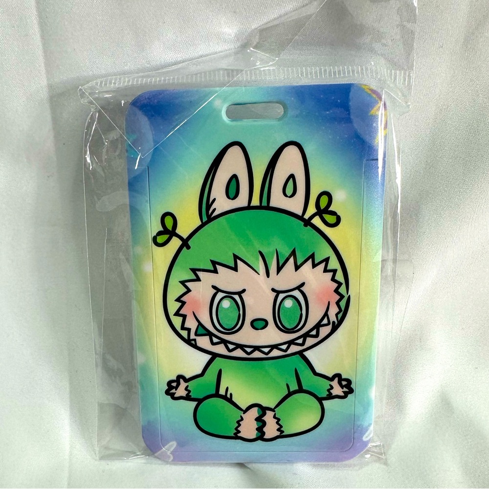 Labubu The Monsters LABUBU Green Yoga Badge ID Holder Wristlet & Key Chain